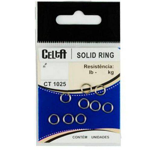 Solid Ring Simples Nickel Celta Ct1025 Nº5 200lb Cartela com 9un