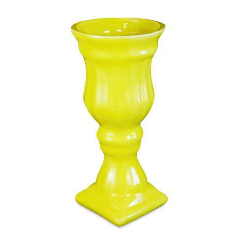 Solitário Taça Decorativa em Cerâmica Amarelo 19cm