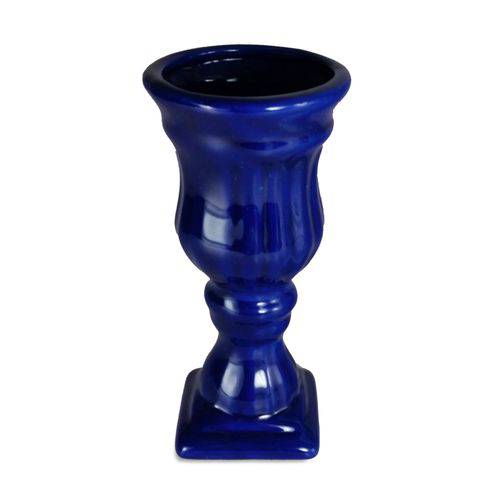 Solitário Taça Decorativo em Cerâmica Azul Bic 19cm