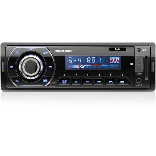 Som Automotivo Multilaser P3214 Talk Rádio Fm Bluetooth Entradas Usb Sd e Auxiliar Preto