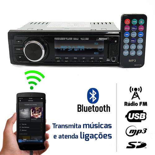 Som Automotivo Rádio Fm Mp3 Bluetooth USB SD 4RCA Tiger Auto