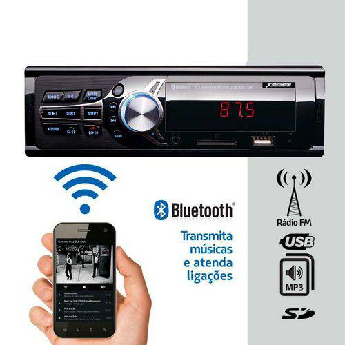 Som Automotivo Rádio Fm Mp3 Bluetooth USB SD 2RCA - Marca X3automotive