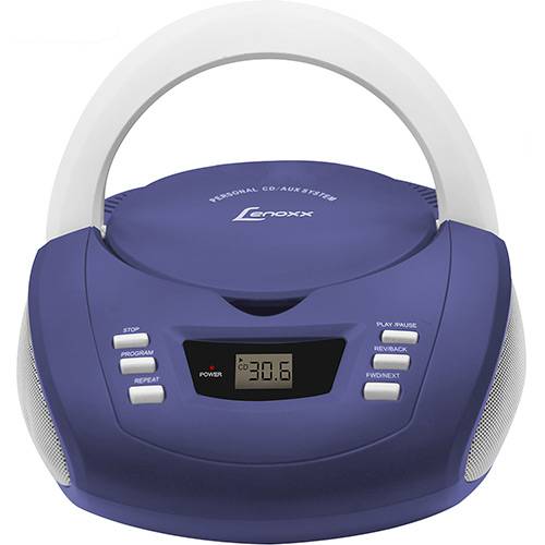 Som Portátil Lenoxx BD112 CD Player Rádio AM/FM Entrada Auxiliar 3.5W RMS - Azul e Branco