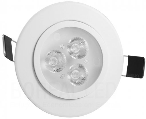 Spot LED Embutir Redondo 3W Bivolt Borda Branca
