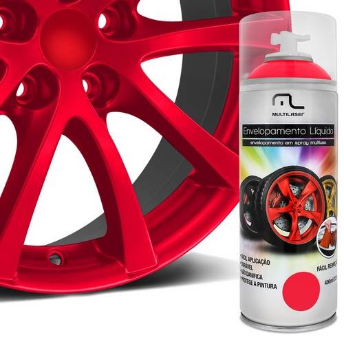 Spray de Envelopamento Liquido Automotivo Carro Vermelho Fluorescente