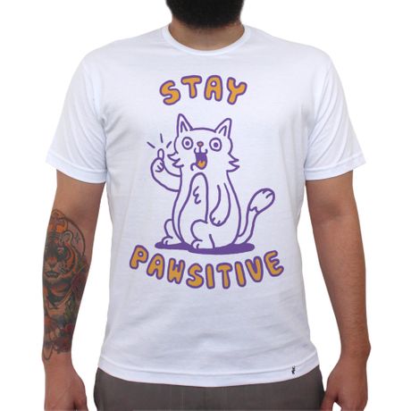 Stay Pawsitive - Camiseta Clássica Masculina
