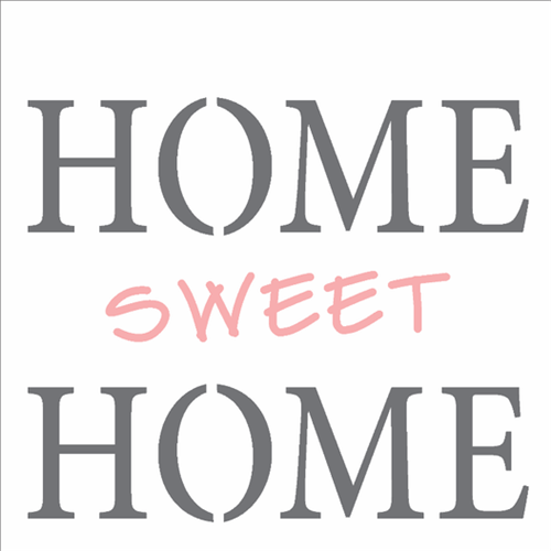 Stencil 14x14 Simples 2337 Frase Home Sweet Home