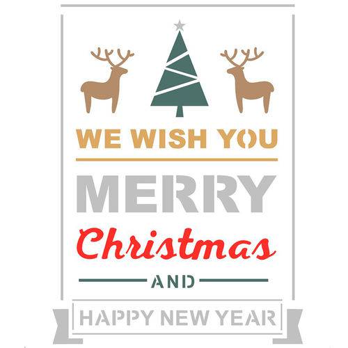 Stencil de Acetato para Pintura de Natal Opa Simples 20 X 25 Cm - 2557 Frase Merry Christmas Ii