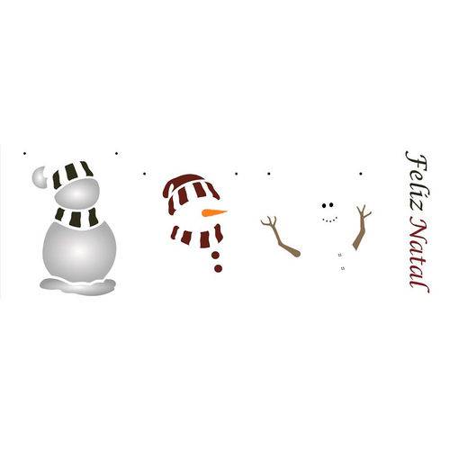 Stencil de Acetato para Pintura de Natal Opa Simples 10 X 30 Cm - 2544 Boneco de Neve