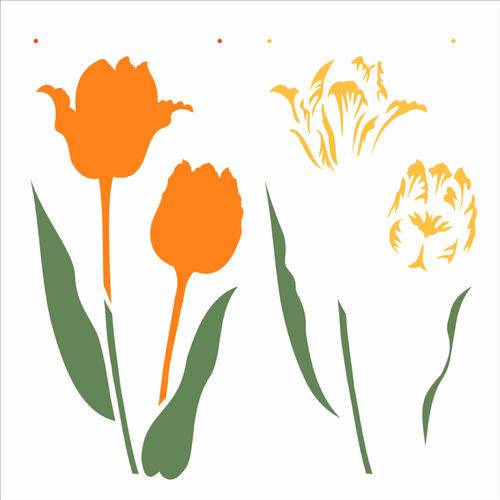 Stencil de Acetato para Pintura Opa 30,5 X 30,5 2371 Flor Tulipa