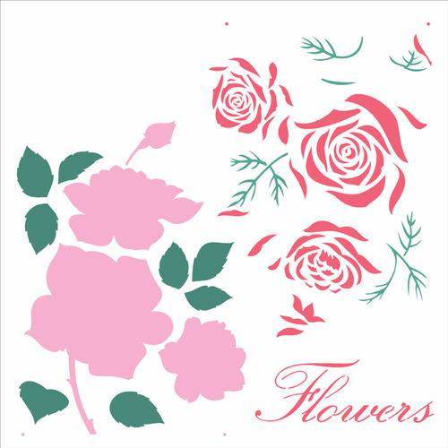 Stencil de Acetato para Pintura Opa 30,5x30,5 2370 Flor Rosas Ii