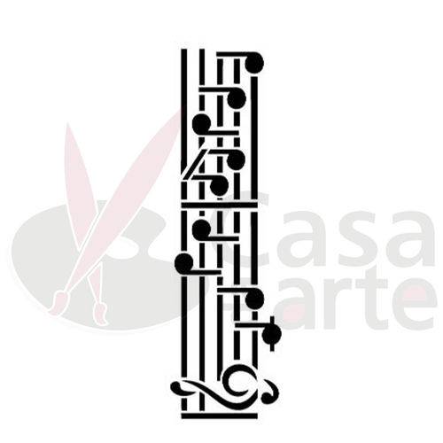 Stencil de Acetato para Pintura Opa 10 X 30 Cm - 704 Notas Músicais