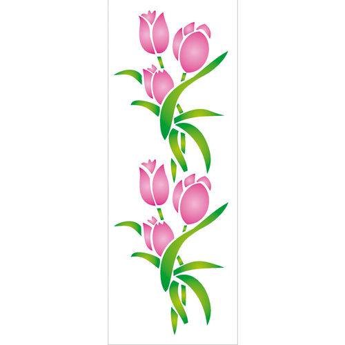 Stencil de Acetato para Pintura Opa 10 X 30 Cm - 972 Flores de Tulipas