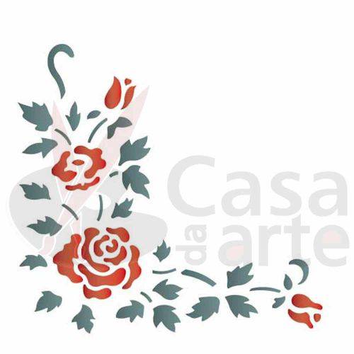 Stencil de Acetato para Pintura Opa 14 X 14 Cm - 983 Cantoneira Rosas