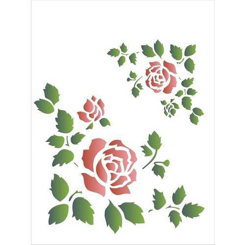 Stencil de Acetato para Pintura Opa 15 X 20 Cm - 1044 Cantoneira Rosas