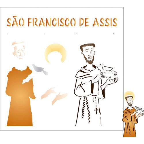 Stencil de Acetato para Pintura Opa Simples 30,5 X 30,5 Cm - 2206 Religião S. Francisco de Assis
