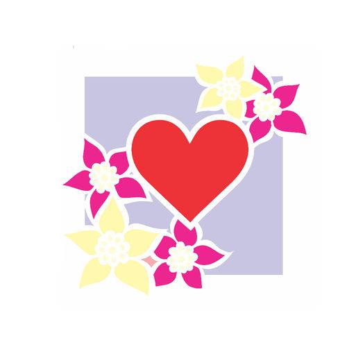Stencil de Acetato para Pintura Opa Simples 14 X 14 Cm - 2437 Moldura Flor e Coração