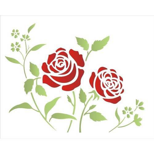 Stencil de Plástico para Pintura Opa 20 X 25 Cm - 1408 Flores Roseira