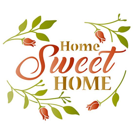 Stencil Litoarte 21,1x17,2 STM-510 Home Sweet Home e Folhas