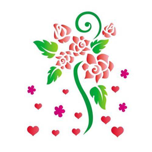 Stencil Opa 15x20 Flores Rosas Romanticas 756