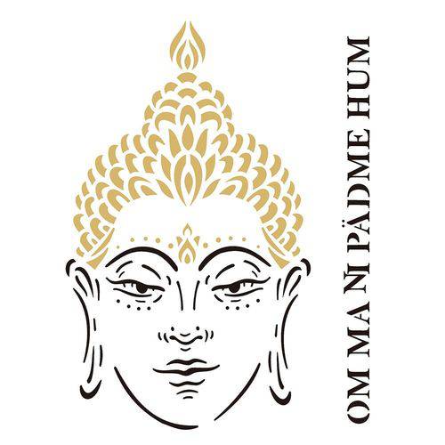 Stencil Simples - 20x25cm - Estampa Religião Buda - OPA2288