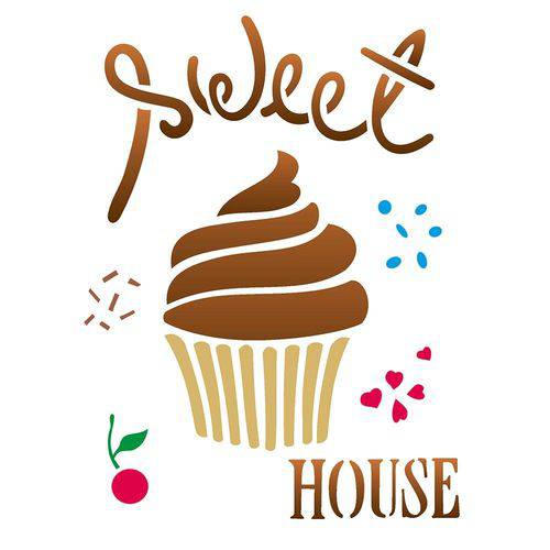Stencil Simples - 15x20cm - Doces Sweet House - OPA2238