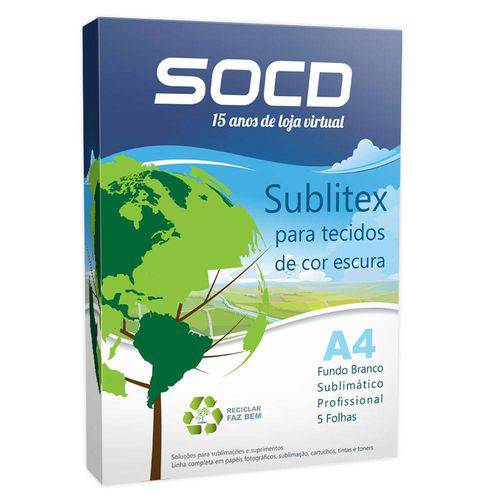 Sublitex Profissional para Tecido Escuro A4 - 5 Folhas - Padrão OBM
