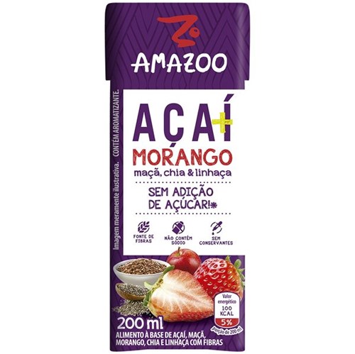 Suco Amazoo 200ml Acai+ Morango Chia Linhaca