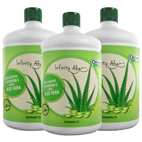 Suco de Babosa (Aloe Vera) com Vitamina C 1L Kit com 3 - Infinity