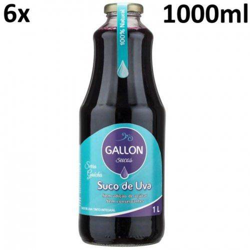 Suco de Uva Integral 100% Natural Gallon Serra Gaucha - Caixa 6 Un 1000ml - 1 Litro - 1Lt - 1L