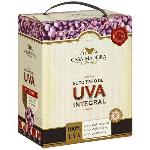 Suco de Uva Integral Casa Madeira Bag In Box 3l