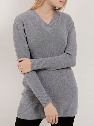 Suéter Alongado Feminino Cinza