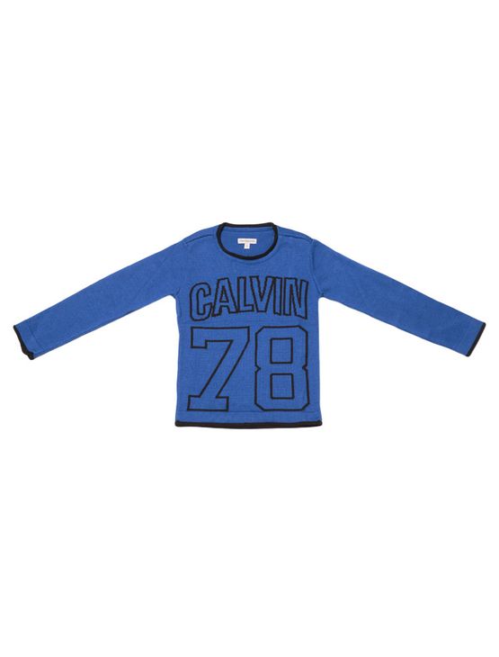 Suéter Infantil Calvin Klein Jeans Logo 78 Jacquard Frontal Azul Royal - 2