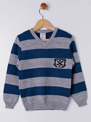 Suéter Infantil para Menino - Cinza/azul