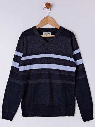 Suéter Juvenil para Menino - Azul Marinho/azul