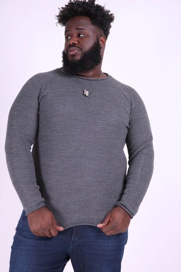 Suéter Tricot Masculino Plus Size Cinza Chumbo M