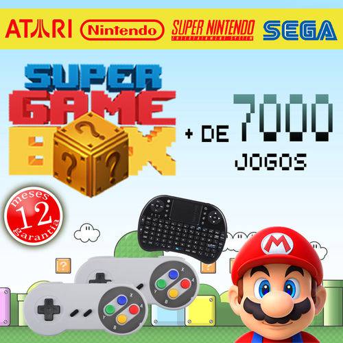 Super Game Box com 2 Controles de Super Nintendo + Mini Teclado