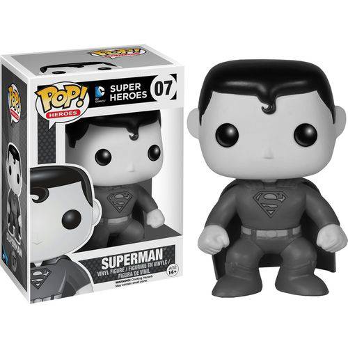 Superman 07 Black e White Exclusivo Pop Funko Dc Comics