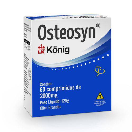 Suplemento Konig Osteosyn para Cães e Gatos - 60 Comprimidos - 2000mg