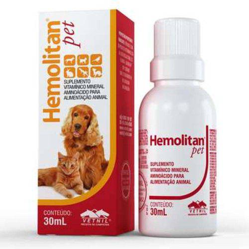 Suplemento Vetnil Hemolitan Pet 30 Compromidos para Cães e Gatos