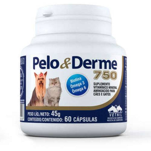 Suplemento Vetnil Pelo & Derme 750 - 60 Cápsulas