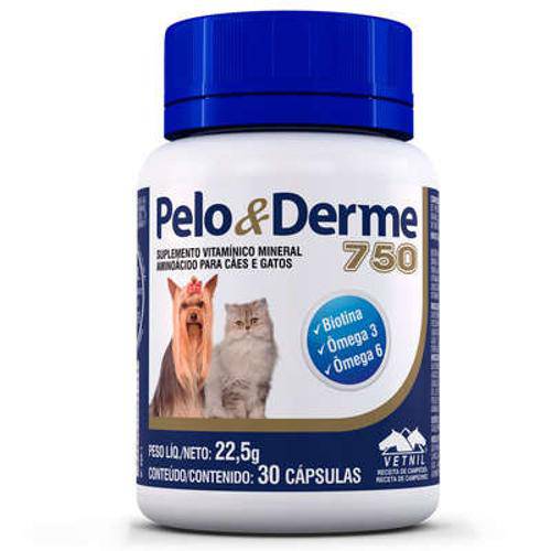 Suplemento Vetnil Pelo Derme 750 - 30 Cápsulas