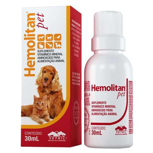 Suplemento Vitamínico Vetnil Hemolitan Pet Gotas 30ml
