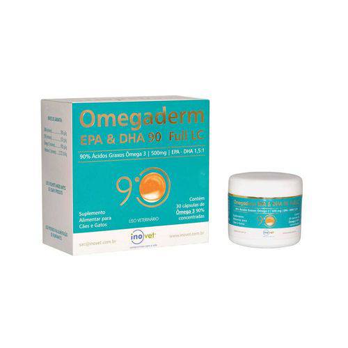 Suplento Inovet Omegaderm Full Lc 500mg 90% 30 Cápsulas
