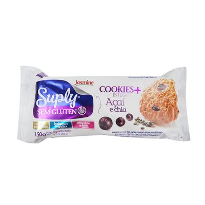 Suply Cookies Integrais Sem Glúten Açaí e Chia 150g - Jasmine