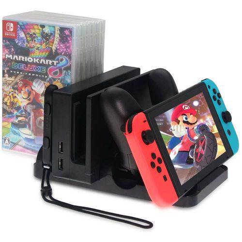 Suporte de Carregamento Multifunções Nintendo Switch - Preto