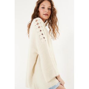 Sweater Detalhe Crochet Off White - G