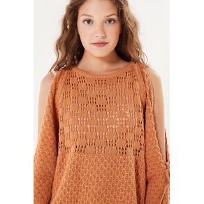 Sweater Ombro Vazado Trança Marrom Cajueiro - P