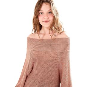 Sweater Tricot Ombrinho Bege Semente - P