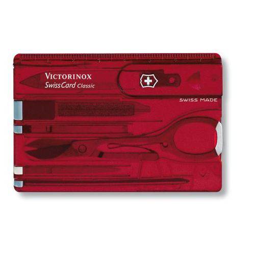 Swisscard Suiço 10 Funções Victorinox Classic Vermelho Translúcido 0.7100.t